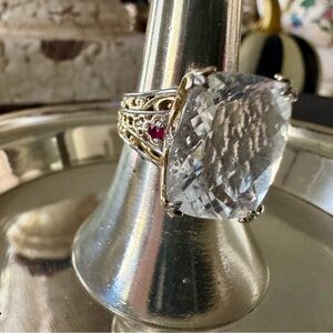 Michael Valitutti Gems En Vogue Quartz Rhodolite Garnet Silver Ring Silver